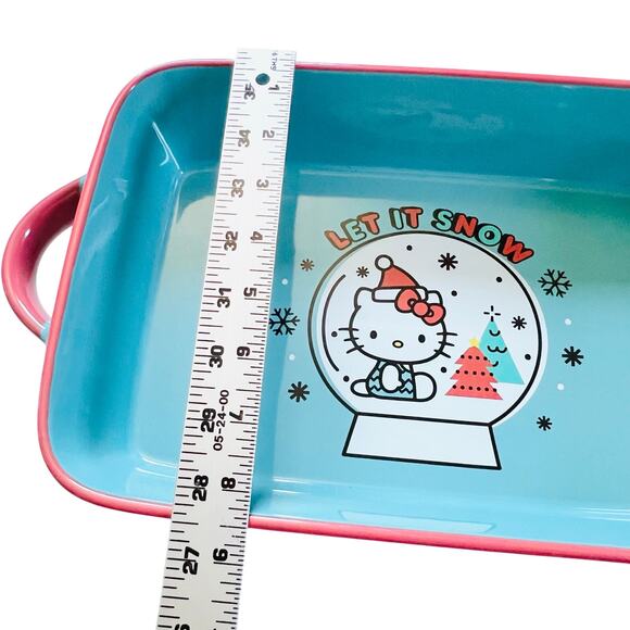 Hello Kitty Rectangular Baking Pan 12x8" Christmas Snow Globe Ceramic Casserole - Picture 6 of 8